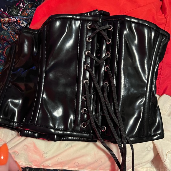 Underbust Black PVC Orchard Corset - Picture 1 of 6